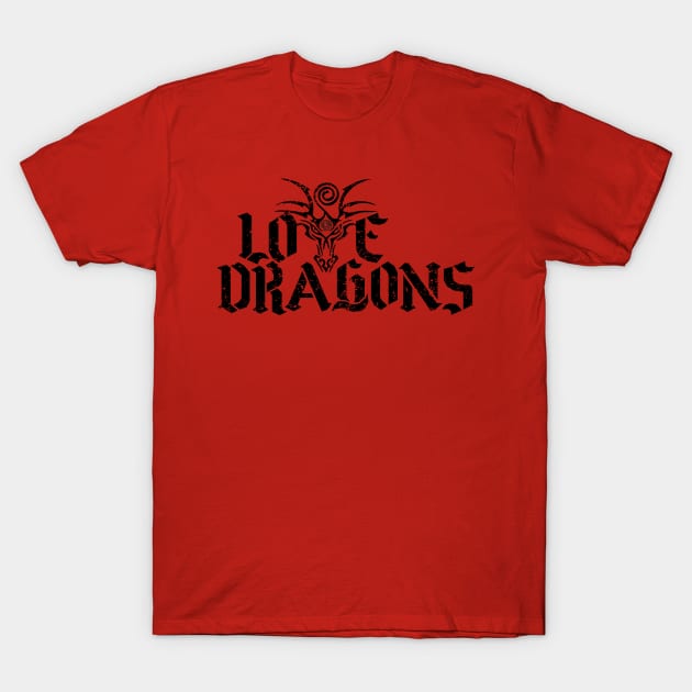 Love Dragons - black T-Shirt by EDDArt